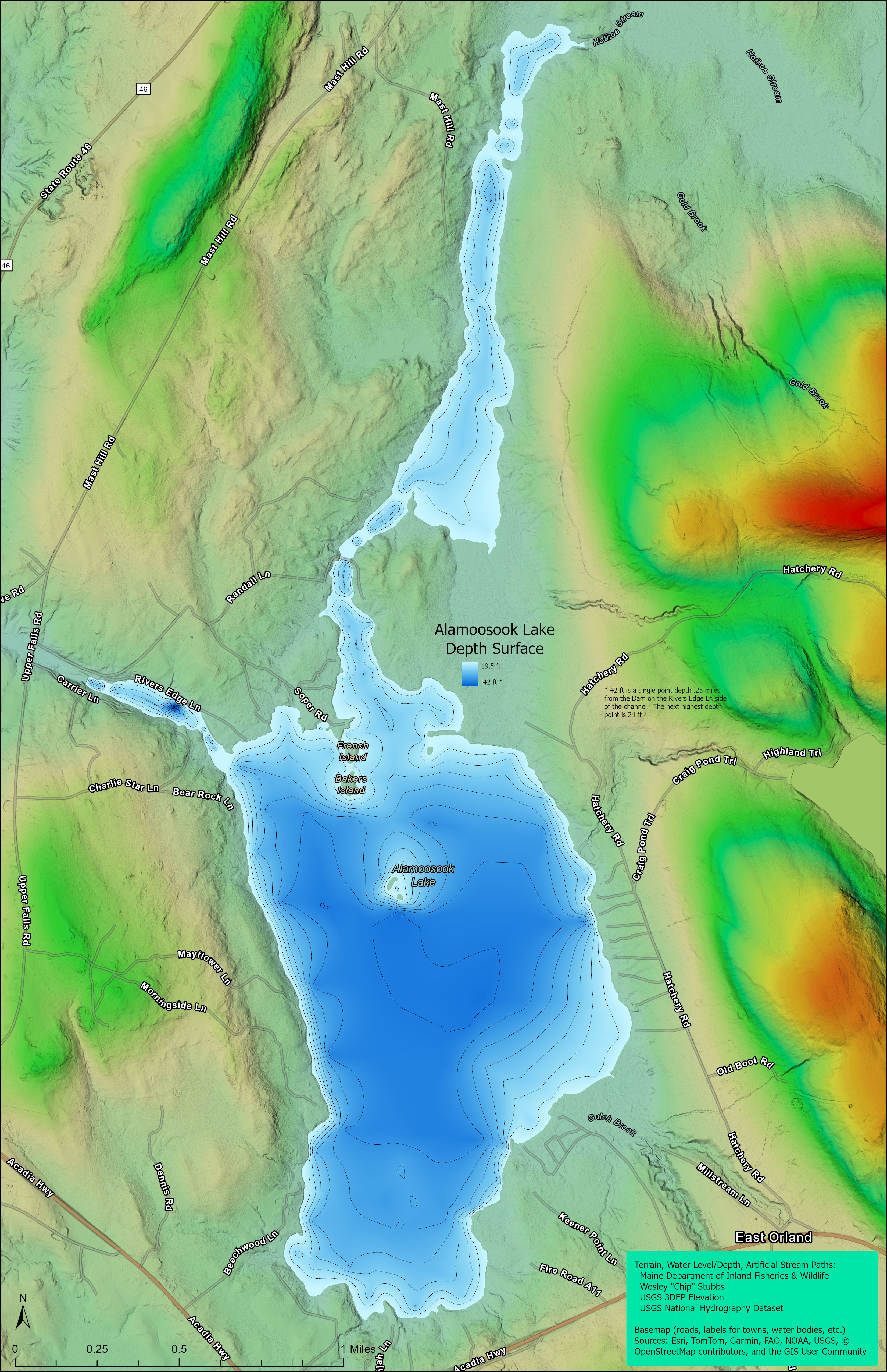 Alamoosook Lake Depths